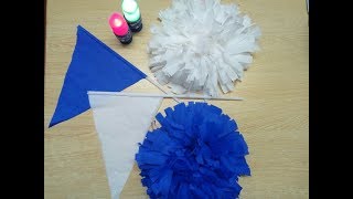 DIY Crepe Paper Sports Day Accessories  Flags and Pompoms out of Crepe Paper  Art Craft and Health [upl. by Aubert]