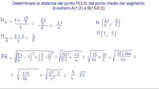 Determinare la distanza del punto P35 dal punto medio del segmento di estremi A12 e B1523 [upl. by Yclek]