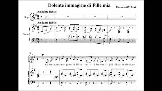 Dolente immagine di Fille mia Bellini  Piano accompanimentkaraoke [upl. by Kcuhc343]