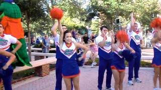 UF cheerleader performance in the court yard 10162010 [upl. by Leiruh655]