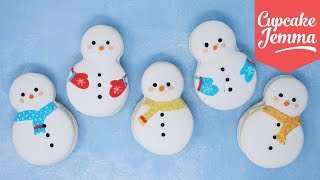 How to Make Cute Snowman Macarons with Dane  Recipe amp Tutorial  Cupcake Jemma [upl. by Pace]