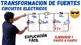 EJERCICIOS de TRANSFORMACION DE FUENTES en CIRCUITOS ELECTRICOS 💥PASO a PASO desde 0 1 EJERCICIO 💪 [upl. by Penoyer]