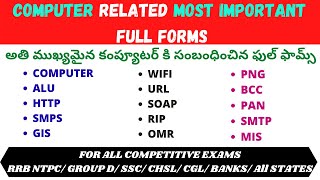 Most Imp Computer All Full Forms Abbreviations In TeluguStatic GK  RRB NTPC 2020SSCCHSLCGL [upl. by Main128]