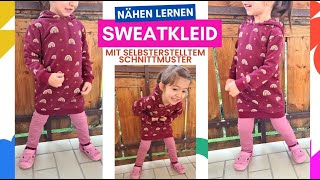 Hoodie Kleid nähen ✀ nähen für Anfänger ✀ Sweatkleid mit Kapuze nähen ✀ ohne Schnittmuster [upl. by Mcguire]