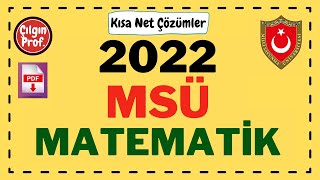 2022 MSÜ MATEMATİK PDF  2022 MSÜ Matematik Soru Çözümleri [upl. by Vine12]