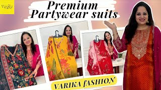 Affordable Premium Partywear Suits at Varika FashionDesigner Hand Embroidered SuitsOnline shopping [upl. by Cinomod]