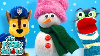 Fizzy amp The Paw Patrol Build A DIY Snowman  Fun Videos For Kids [upl. by Dlabihcra]