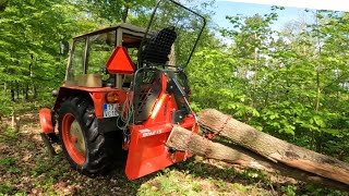 ZETOR 3011  Naviják Krpan 4SI a první těžba dřeva ve svahu aku pilou Husqvarna T540i XP [upl. by Gruver]