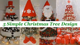 5 Simple Christmas Tree Designs Like a Pro  Christmas Tree Decoration [upl. by Afatsom]