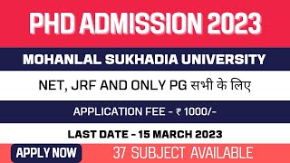 New PhD Admission Application 2023  Mohanlal Sukhadia University  MLSU  Udaipur University [upl. by Ysus]