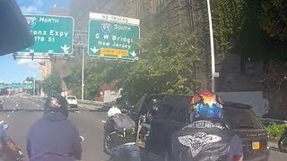 Watch Biker gang chases beats SUV driver in NYC [upl. by Irahk48]