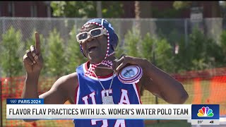 Flavor Flav practices with US womens water polo team [upl. by Leribag898]