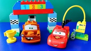 Disney Pixar Cars 2 Lego Duplo Llightning McQueen Mater Race Petrol Pump [upl. by Neveda503]