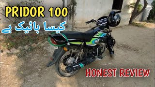 Honda Pridor 100cc Motorcycle Review A Good Bike For Long Drive [upl. by Miltie]