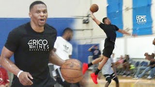 Russell Westbrook Darren Collison Dante Exum Stanley Johnson at Rico Hines UCLA Run [upl. by Ainesy775]