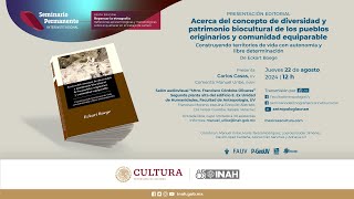 22 de agosto de 2024 Presentación del libro quotAcerca del concepto de diversidad y Patrimonio Bioc [upl. by Alliuqahs]