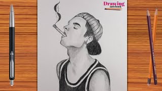 Drawing a man smoking 🚬  how to draw on stop smoking  Drarwing notebook [upl. by Buschi142]