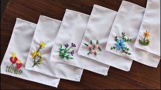 Easy handkerchief hand embroidery How to embroider on handkerchief [upl. by Annayoj]