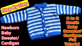 Newborn Baby SweaterCardigan Knitting In Hindi  0 to 6 Month Step by Step For Beginners [upl. by Radke905]