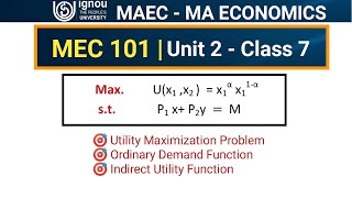 MEC 101  unit 2 class 7  Cobb Douglas Utility function  utility maximization problem [upl. by Yniffit]