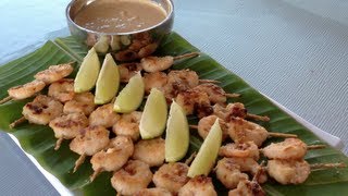 Satay Prawn Skewers BBQ amp Thermochef Video recipe cheekyricho [upl. by Catlaina]