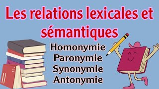 les relations lexicales et sémantiques synonymie antonymie paronymie homonymie [upl. by Eniamrahs]