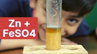 Zinc reaction with Ferrous Sulphate FeSO4  Displacement Reaction  Chemistry [upl. by Letsyrhc]