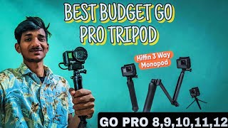 Best Budget Go pro Tripod  Hiffin 3 way tripod Monopid stand unboxing and review  Aka Motorider [upl. by Elliott220]