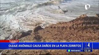 Oleaje anómalo causa daño en la turística playa Zorritos [upl. by Marissa]