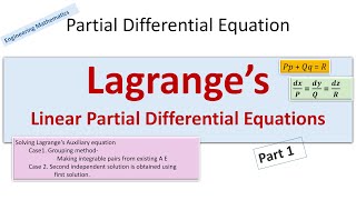 Lagranges Linear Partial Differential Equations Part 1 [upl. by Allbee]