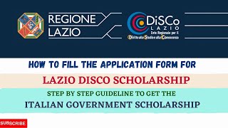 How to fill out the Application Form for LAZIODISCO SCHOLARSHIP Study in Italy [upl. by Oak]