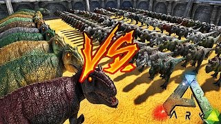 100 TREX VS 10 GIGANOTOSAURUS   ARK Survival Evolved [upl. by Aerua]