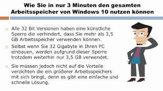 Windows 10 32 Bit RAM Sperre entfernen [upl. by Akceber]