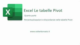 Le Tabelle Pivot di Excel Quarta parte calcolare percentuali e discordanze [upl. by Kirad]