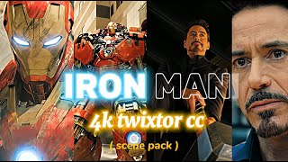 IRON MAN 4K TWIXTOR CC  TONY STARK SCENE PACK  IRON MAN 4K CLIPS FOR EDITING  QUALITY SCENES [upl. by Aisinut]