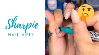 Sharpie Watercolor Nail Art Over Dip Powder Nails [upl. by Atekihs]