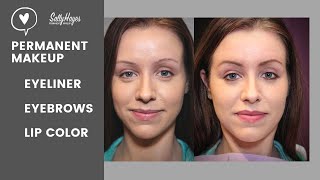 Permanent Makeup Before and After Eyeliner Eyebrows and Lip Color demo [upl. by Stroup]