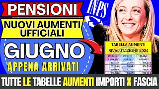 🔴AUMENTI CONFERMATI 👉 PENSIONI GIUGNO TABELLA ESEMPI X TUTTE LE FASCIE📈VERIFICA ORA I NUOVI IMPORTI [upl. by Lita]