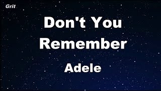 Dont You Remember  Adele Karaoke 【No Guide Melody】 Instrumental [upl. by Petta856]