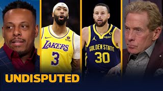 Anthony Davis exits early shot clock stoppages plague in Lakers loss vs Warriors  NBA  UNDISPUTED [upl. by Nahk]