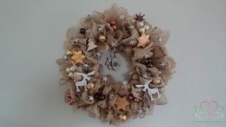 jutekrans maken Burlap wreath van wwwDecoflorallnl vh bekend als Goedkoopbloemschikkennl [upl. by Mansur636]