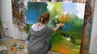 Abstract acrylic painting demo  Acrylmalen abstrakt im Großformat [upl. by Mera]