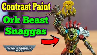 Contrast Speedpainting Beast Snaggas  ORKS  Warhammer 40k [upl. by Borrell]