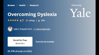 Overcoming Dyslexia Course Summary by Yale University on Coursera with Sally E Shaywitz MD [upl. by Nerraf]