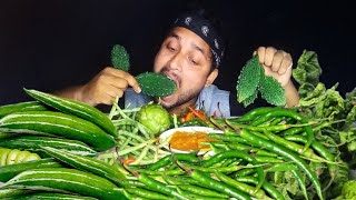 Raw organic vegetables Leaf eating asmr mukbang [upl. by Rolyks]