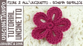 Come fare un fiore con 5 petali alluncinetto  Fiore 2 della Collezione di Fiori e Foglie [upl. by Aiet541]