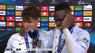 Kepa and Mendy do joint interview after inspired substitution leads Chelsea to Super Cup glory [upl. by Litsyrk]