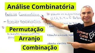 ANÁLISE COMBINATÓRIA  PERMUTAÇÃO  ARRANJO  COMBINAÇÃO [upl. by Granlund567]