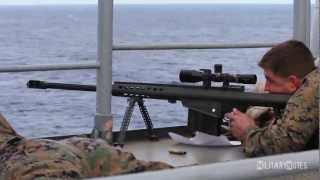 USMC Scout Snipers vs small boat Barrett M107 50 BMG Rifles [upl. by Notfol]