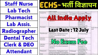 स्वास्थ्य विभाग भर्ती 2024  ECHS Recruitment 2024  Lab Technician Staff Nurse Pharmacist Dental [upl. by Ripp]